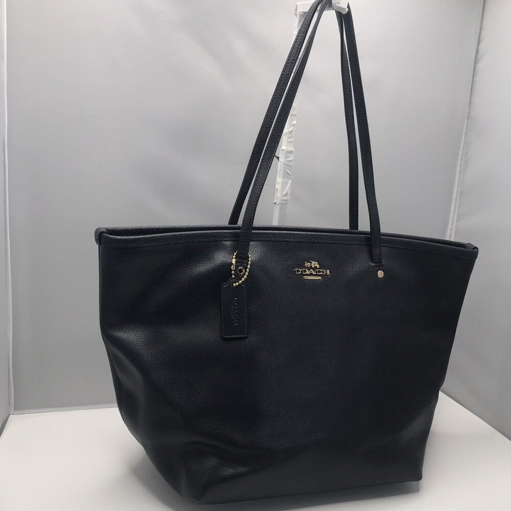Coach New York Horse & Carriage Pebbled Leather Tote Blue Zipper Great Condition - Picture 3 of 13